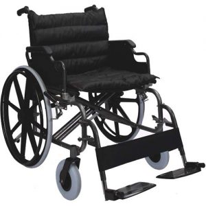 FAUTEUIL ROULANT ADULTE EN ACIER CHROME POUR OBÈSE
