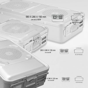 CONTENAIRE PERFORE DE STERILISATION EN ALUMINIUM GRIS